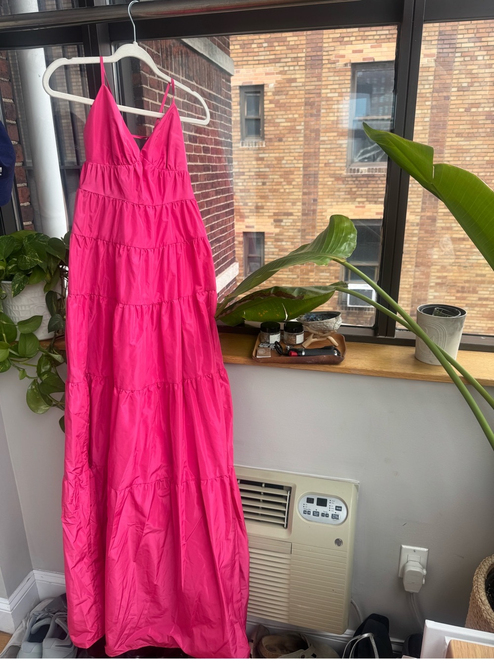 STAUD Ripley Blossom Pink Tiered Maxi Dress